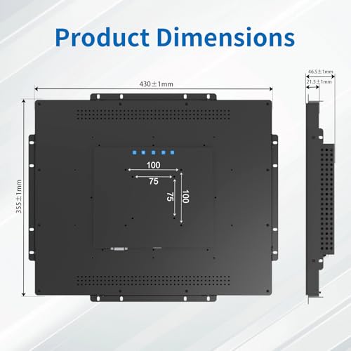Image of 19 Inch Open Frame Touch Monitor, PCAP 10-Point Touch Industrial Touchscreen Monitor, with HDMI /VGA /DVI Interface, Active Matrix TFT LCD,LED Backlight, with VESA Mount