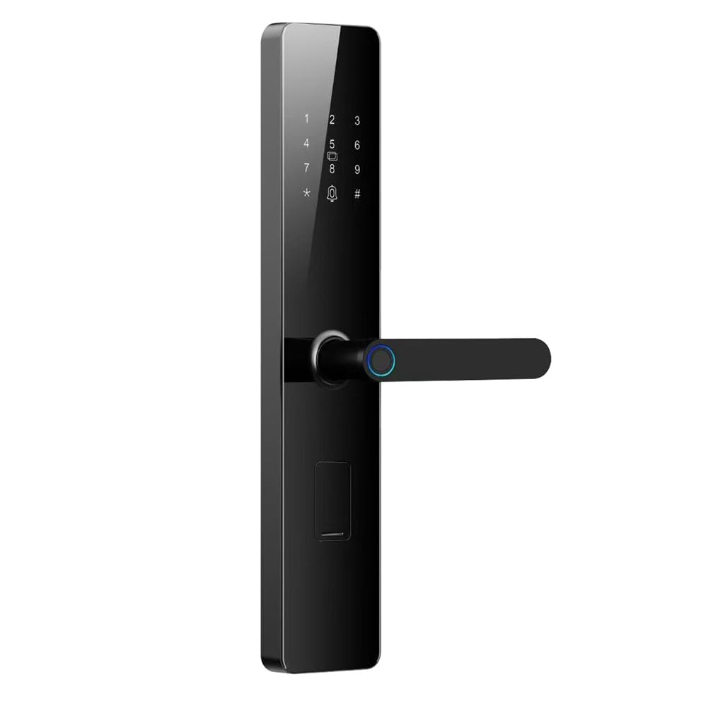 Aundhegrtt As Shown Fingerprint Lock Tt Lock Electric Door Lock With Mirror App Remote Control Access Methods Rfid Card Key Lock