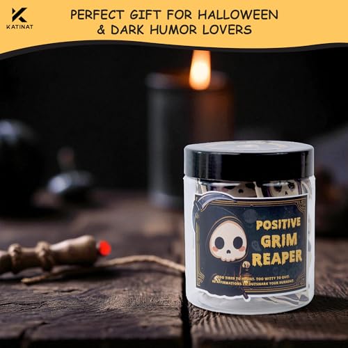 Emotional Support Grim Reaper – Positive Grim Reaper Jar, Dark Humor Spooky Gifts, Halloween Basket Stuffers for Adults Women Men & Funny Halloween Gifts for Adults, Coworkers, Boo Basket Stuffers - Image 5
