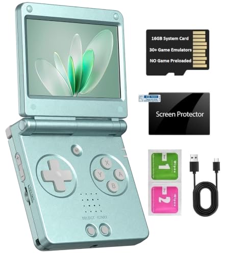 Image of RG SP Retro Handheld Game Console , RGSP Flip Portable Game Console 3.4 Inch IPS Screen H700 Linux 64-bit System Support WiFi Bluetooth 16G SD Card 30+ Game Emulators No Game Preloaded(Pearl Blue)