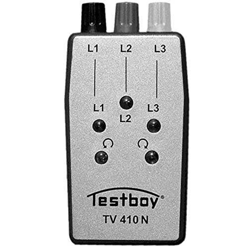Testboy TV 410N Drehfeldtester (Optische Anzeige über 5 Glimmlampen, ABS-Kunststoffgehäuse, 3-Farbige Messleitungen mit Prüfspitzen, Spannungsversorgung über Messobjekt), Rot/Grau