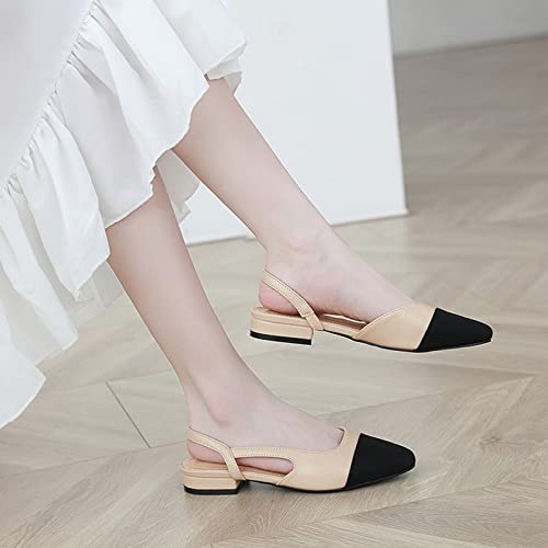 Micifa Women's Slingback Flat Pumps, Round Toe Low Heel Sandals Fashion Splicing Dress Shoes For Women #TOP5