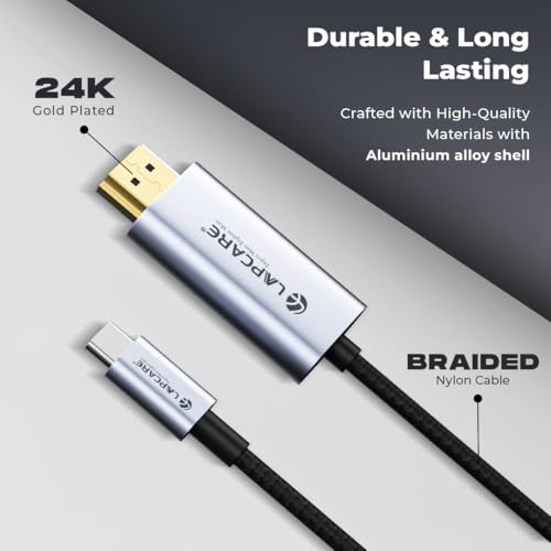 Image of Lapcare Type C to 2.0 HDMI Cable, 4Kx2K@30Hz UHD Resolution, 1.5 Mtr, 5GBPS Transmission Speed, High-Speed, Male to Male, Compatible with TV, Laptop, Type-C Smartphone, Projector, etc
