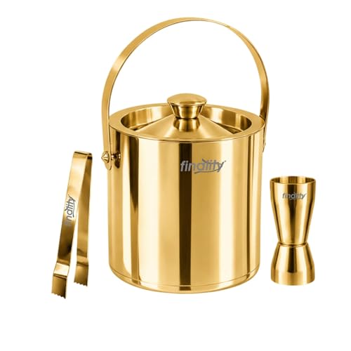 Image of FINALITY Stainless Steel Double Walled Insulated Ice Bucket (GOLD POLISH SET)