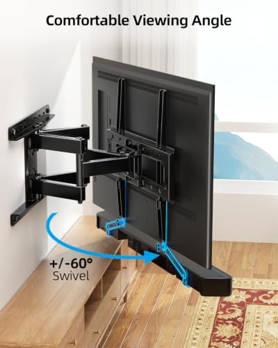 Image of HOME VISION Full Motion TV Mount Soundbar Bundle for 26-70 inch TVs, 132 lbs | ±60 Swivel & Tilt, 6 Articulating Arms, Soundbar Moves with TV, Fits 8 inch /12 inch /16 inch Studs, Max VESA 400x400