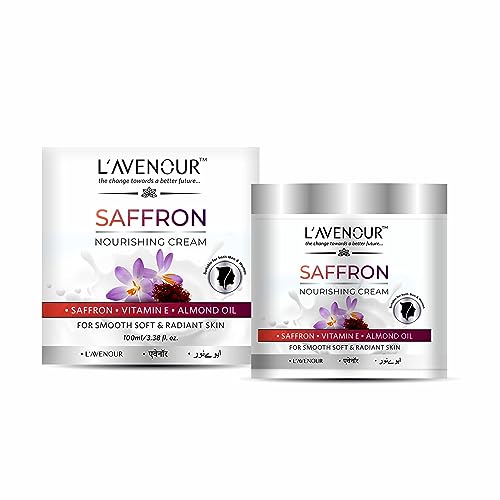 Image of L'avenour Saffron Nourishing Cream with Vitamin E & Almond Oil For Smooth, Soft & Radiant Skin | SLS & Paraben Free Kesar Moisturizer For Dry Skin, Men & Women - 100ml (Pack of 3)
