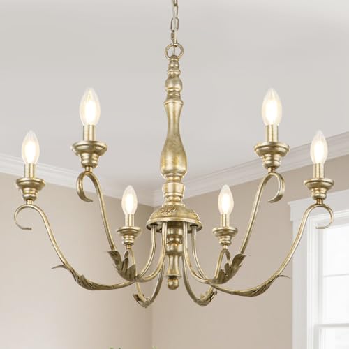 KMaiPem 6-Light Farmhouse Chandelier, 23.62'' Antique Rustic Chandeliers for Dining