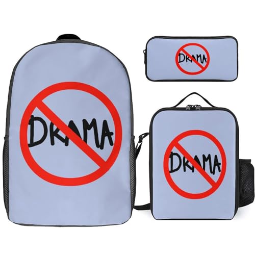 Have Funny No Drama Classic Backpack Lunch Bag Pencil Case 3 Piece Set Travel Daypack