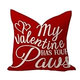 my valentine has four paws - federa per cuscino da esterno in stile vintage, regalo di san valentino, per marito, moglie, federe quadrate in lino, decorazione per casa, auto, interni ed esterni, 66 x