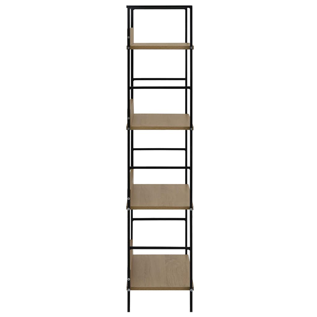 Scaffale da soggiorno per libri e decorazioni, 4 ripiani in rovere 60 x 27,6 x 124,5 cm, materiale in legno per libri, soggiorno, studio, ufficio