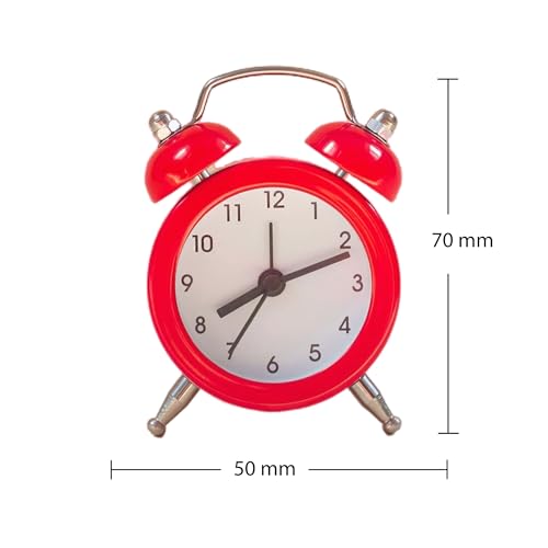 Image of Vintage Inspired Mini Table Alarm Clock, Old Retro Style Digital Alarm Clock, Small Table Clock for Home, Kitchen, Office and Decor (Red)