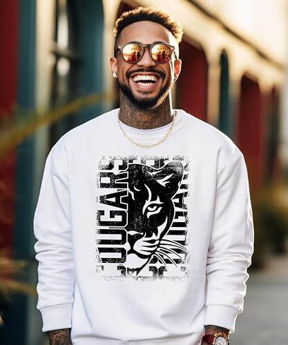 Olive Loves Apple Distressed Cougars Unisex Sweatshirt for Adults, Teens & Kids School Sports Team Pride Sweater2