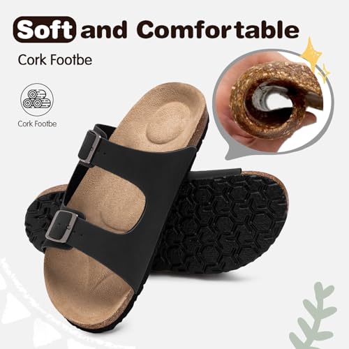 Image of FITORY Boys Girls Glitter Slide Sandals, Cork Slipper with Adjustable Straps for Little Kid /Big Kid