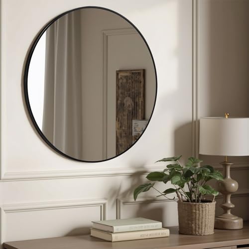 wilko Round Metal Mirror 70cm Black