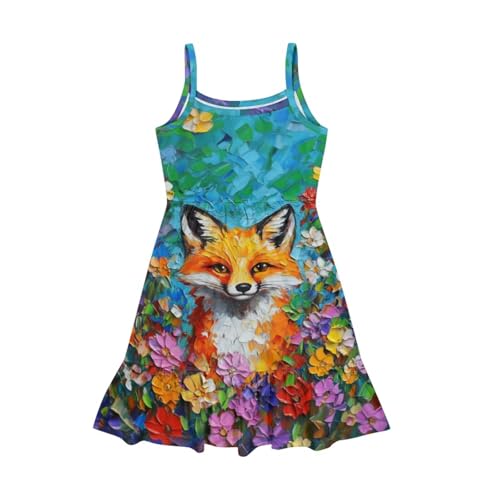 Girls Dresses Size 3-14 Kawaii Spaghetti Strap Sundress Knee Long Summer Dress for Beach4