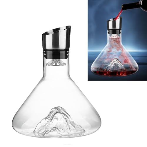Decantador de vino, decantador de vino tinto, jarra de vino tinto con aireador integrado, decantador de vino, decantador de cristal de cristal 100% soplado a mano, sin plomo, para casa e invitados