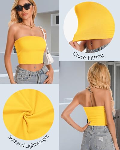 Women Tube Tops Strapless Shirt Summer Outfits Bandeau Basic Crop Top Y2k Going Out2