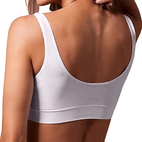 Top Regata Microfibra Sem Costura, She, Feminino, Branco, G