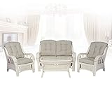 Alexa Rattan Wicker Living Room Set 4 Pieces: 2 Lounge Chair Loveseat/Sofa...