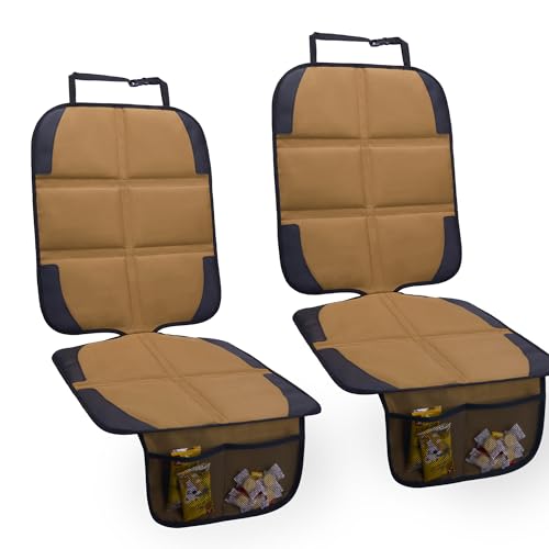 Image of Car Seat Protector for Child Car Seat, 2 Pack Baby Car Seat Covers with Mesh Pockets & Non-Slip Backing 600D Durable Seat Protector