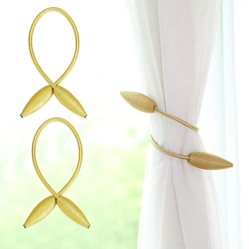 Image of TIED RIBBONS Set of 2 Handmade Decorative Curtain Tiebacks (Rose Gold, 20.5 Inch) - Thicker Twist Rope & Strong Tieback Treatment Holdbacks Holders for Window Sheer Drapes Indoor Outdoor
