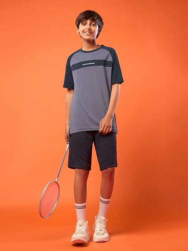 Image of TECHNOSPORT Boy's Polyester Slim Fit Crew Neck Half Sleeve T-Shirt with Technocool+, Anti Microbial Propeties for Sports and Regular Use