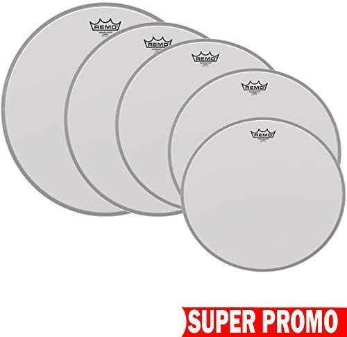 REMO AMBASSADOR COATED SABBIATA SET PELLI 12" 13" 14" 16" 22" PELLE BATTERIA ACUSTICA
