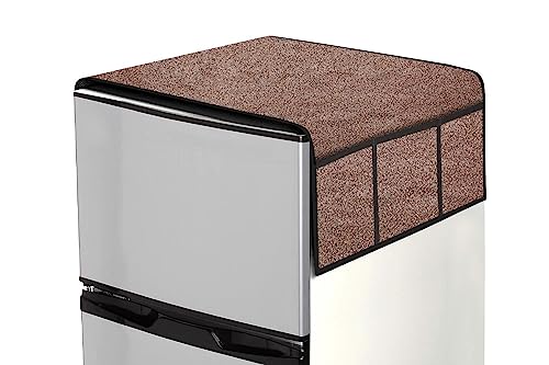 Image of Stylista Refridgerator top Cover Suitable for Samsung RR20C1723R8 /HL, 183 Liter Fridge, Dimension (WXD) 65x111 CM, Sand Pattern Brown