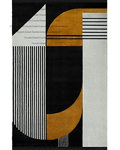 Image of Soft Woolen Modern Collection Tufted Carpet for Living Room Bedroom and Hall Size 8 x 10 Feet Color Black & Multi-N