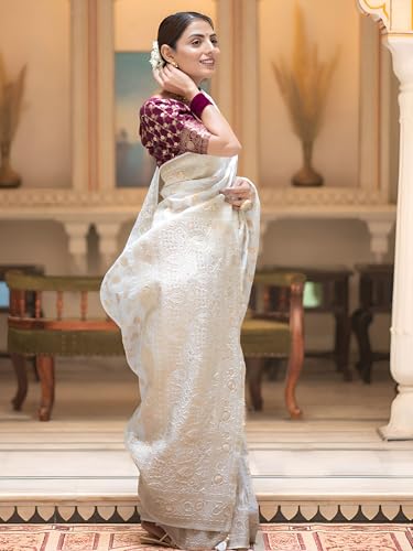 Image of Yashika Women's Pure Kanjivaram Silk Saree Soft Banarasi Style Wedding With Blouse Piece | Saree For Women | New Sari