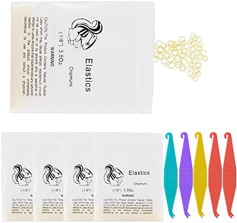500 Pcs Orthodontic Elastic Rubber Bands, 3.5 Ounces Heavy Dental Rubber Traction Bands, Free Elastic Placer for Braces (1/8",Chipmunk)