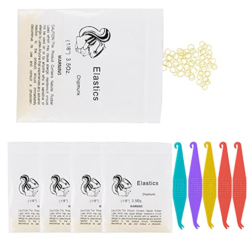 500 Pcs Orthodontic Elastic Rubber Bands, 3.5 Ounces Heavy Dental Rubber Traction Bands, Free Elastic Placer For Braces (1/8",Chipmunk) #TOP2