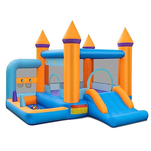 GYMAX Castello Gonfiabile per Bambini 3-10 Anni, 337 x 325 x 256 cm, con Ventilatore