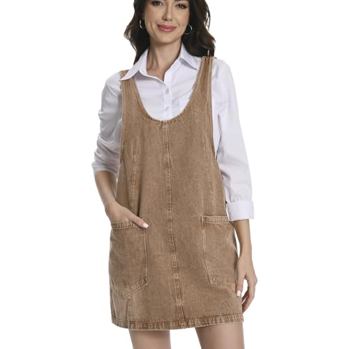Amazon.com: VOHOTO Women Denim Overall Dress Jean Jumper Dress High Roller  Skirtall Mini Vintage Casual Romper with Pockets : Clothing, Shoes & Jewelry