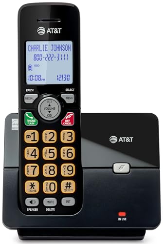 AT&T 1-Handset Landline Home Phone with Caller ID/Call Waiting, Cordless Phone DECT 6.0 Full-Duplex Handset Speakerphone, Backlit Keypad and Display, Quiet Mode, ECO Mode: EL1121-11 (Black & Silver)