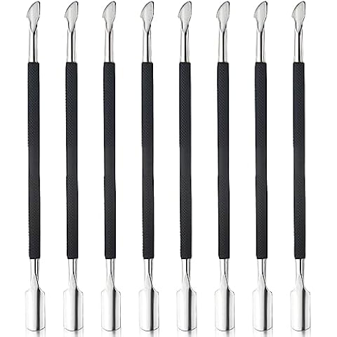 XINMEIWEN 8 Pieces Nail Cuticle Pusher Stainless Steel Nail Polish Cuticle Remover Double Ended Manicure Nail Pedicure Tool Metal Cuticle Peeler Scraper for Fingernails and Toenails (Black) Cover