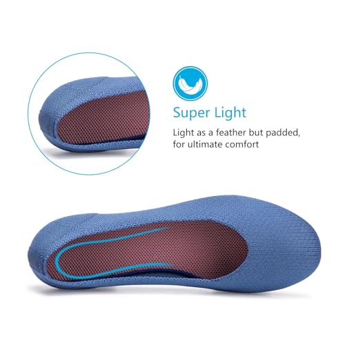 Image of Frank Mully Women's Ballet Flat Shoes Knit Dress Shoes Round Toe Slip On Ballerina Flats for Woman Low Wedge Comfort Soft