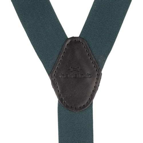 Image of The Tie Hub Suspenders for Men | Slim Clip-On Y-Back Elastic Braces | Adjustable 1.25 Inch | Formal Wedding Office