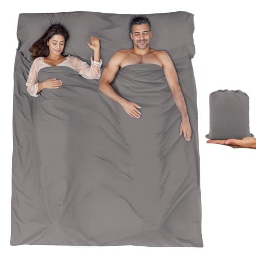 BREENHILL Doppelschlafsack-Innenfutter, Camping-Bettlaken & Reisedecke, Hostels & Reisen, Erwachsenen-Schlafsack für Rucksackreisen, Hotels, leichte Camping-Schlafsack-Einlagen