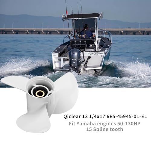 Image of OEM Upgrade Aluminum Outboard Moto Boat Propeller fit Yamaha Engines 60-115 HP, 13.25x17p,13.5x15p,13x19p,13x17p-4B 15 Spline Tooth