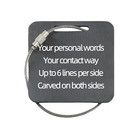QIPAN Durable Personalized Luggage Tags for Suitcases,Cruise Essentials Travel Tags for Luggage,Travel Bag Labels,Travel Essentials Heavy-Duty Stainless Steel Black Square Suitcases Tags no icon Cover