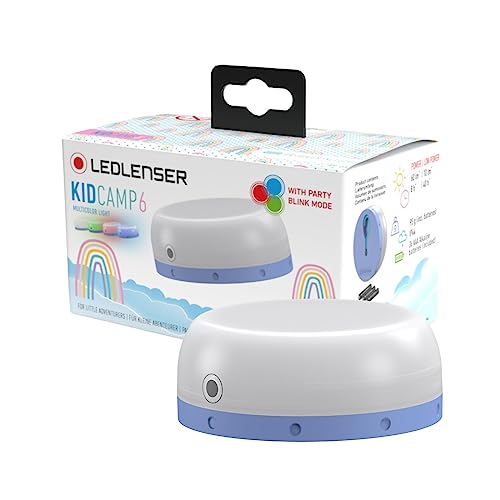 Ledlenser KIDCAMP6, sichere und robuste LED Laterne für Kinder, reduzierter Blend-Effekt für die Augen, automatische Abschaltung aktivierbar, Stimmungslicht, Party Blink-Modus (lila)