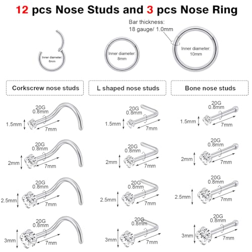 Stainless Steel 20G 18G Nose Rings Hoop and Nose Studs Sets Piercings Jewelry for Women and Men Hinged Clicker Segment Nose Rings Hoop Helix Cartilage Daith Tragus Sleeper Earrings2