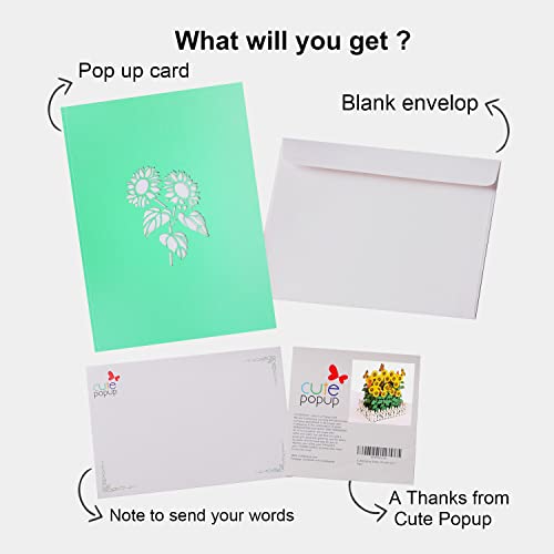 Cute Popup - Anniversary Pop Up Card, Happy Birthday Card, Beauty Of Sunflower Card, Mother's Day Card, Cards Thinking Of You, Get Well Soon Card, Wonderful Sunflower Card For Mom, Grandparents On Any Occasion #TOP4