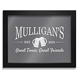 Lifetime Creations Personalized Bar Mirror with Beer Mugs, Custom Engraved Home Back Bar Mirror with Black Frame (21' x 27')