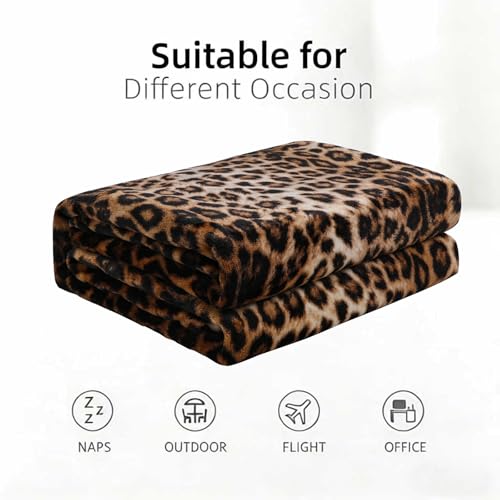 Manta decorativa con estampado de leopardo, suave de franela marrón, 50" x 60" miniatura 7