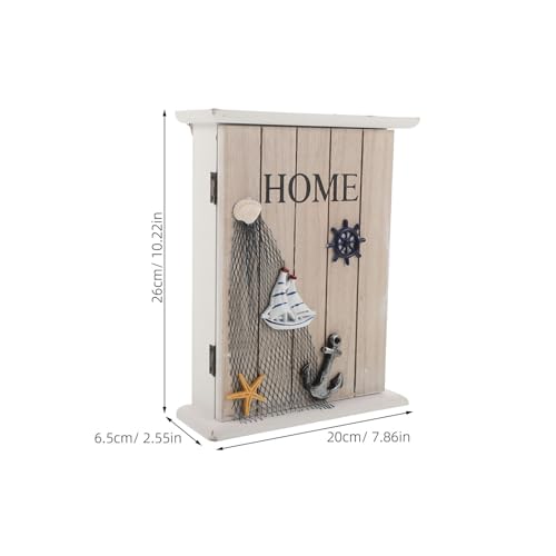 Caja de llaves de madera mediterránea grande para pared de hogar 4