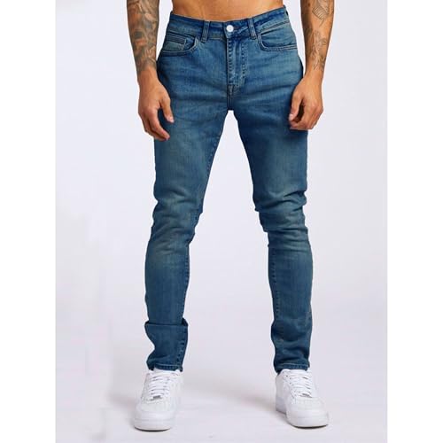 Men ‘s Classic Overalls Jeans Stretch Retro Denim Pants Straight Casual Slim Fit Denim Trousers with Pockets2