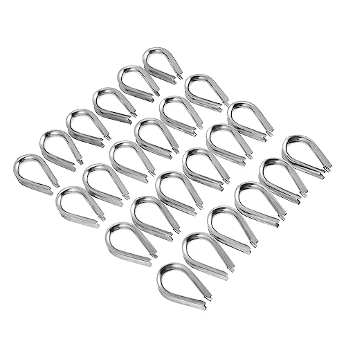 iplusmile 24piezas Anillo De Cable Guardacabos De Alta Resistencia Acero Inoxidable Cable Fijación Corazón De Pollo Protección Duradero
