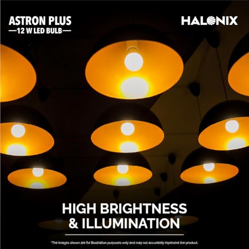 Image of Halonix 12W LED Light Bulb | Yellow (3000K) |Pack of 2|Energy Efficient| 4kv Surge Protection | High Lumens per watt, B22